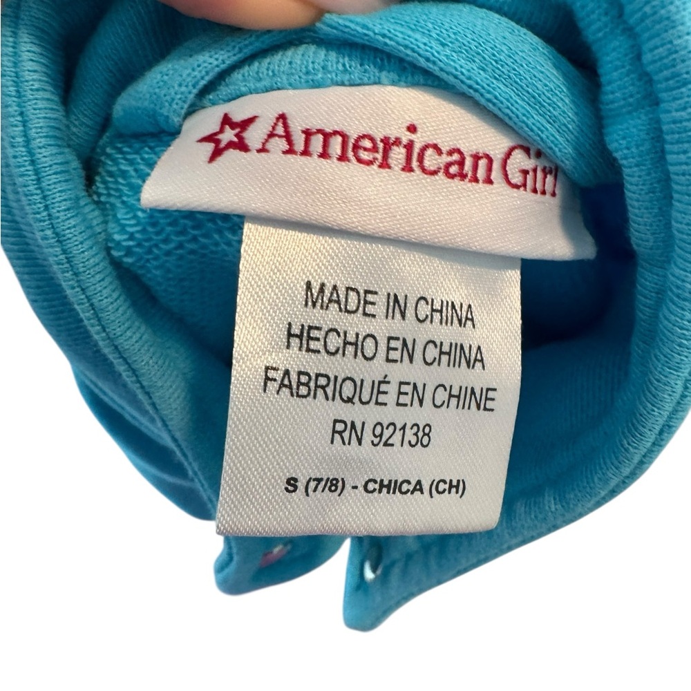 American Girl Blue Moto-Inspired Sweatshirt Hoodie, Size S (7/8) - Picture 3 of 3